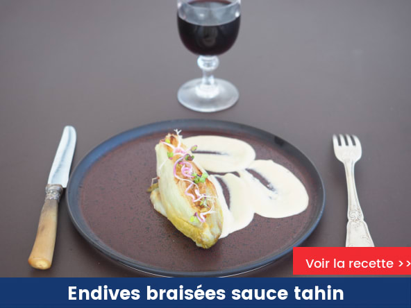 Endives braisées sauce tahin